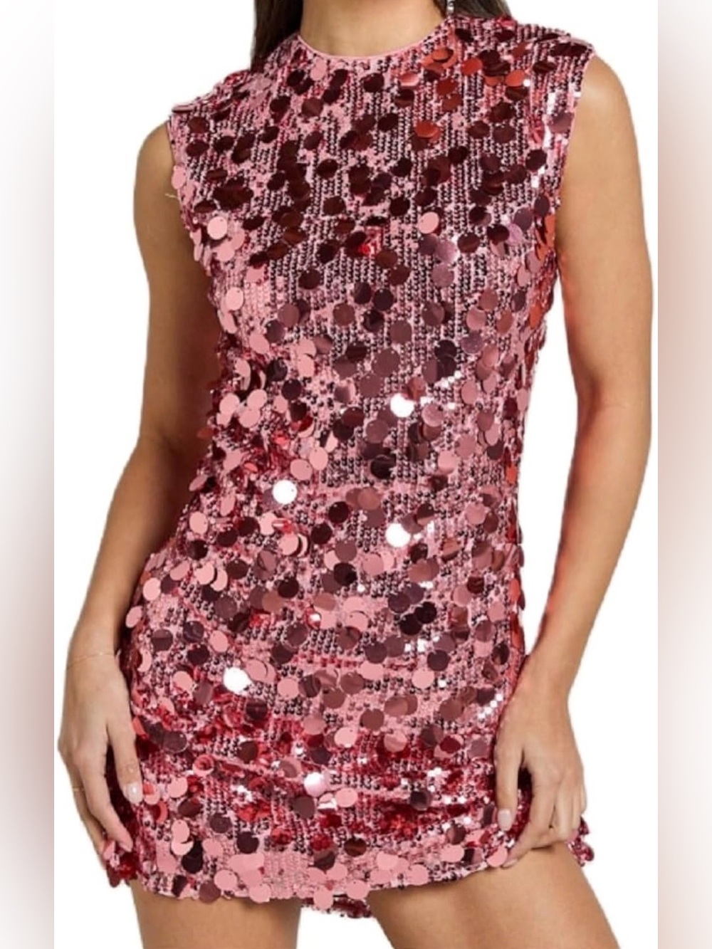 Pink sequin mini dress